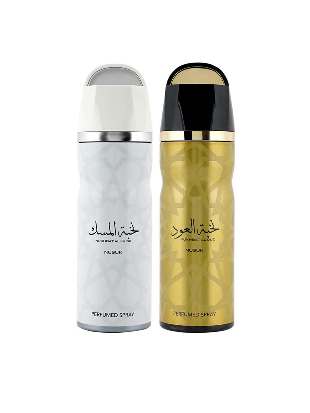 

NUSUK Set Of 2 Long Lasting Deodorant 200 ml Each - Nukhbat Al Musk & Nukhbat Al Oud, White