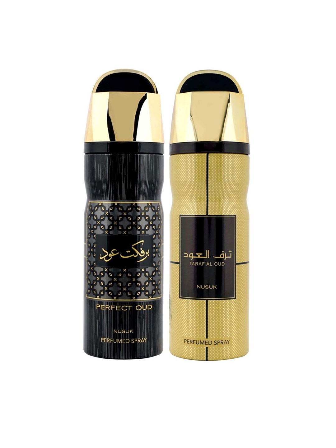

NUSUK Men Set Of 2 Long Lasting Deodorant 200 ml Each - Perfect Oud & taraf Al Oud, Black