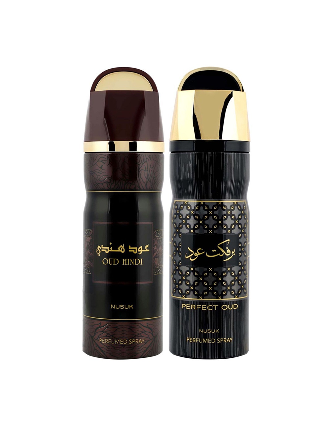 

NUSUK Men Set Of 2 Long Lasting Deodorant 200 ml Each - Oud Hindi & Perfect Oud, Black