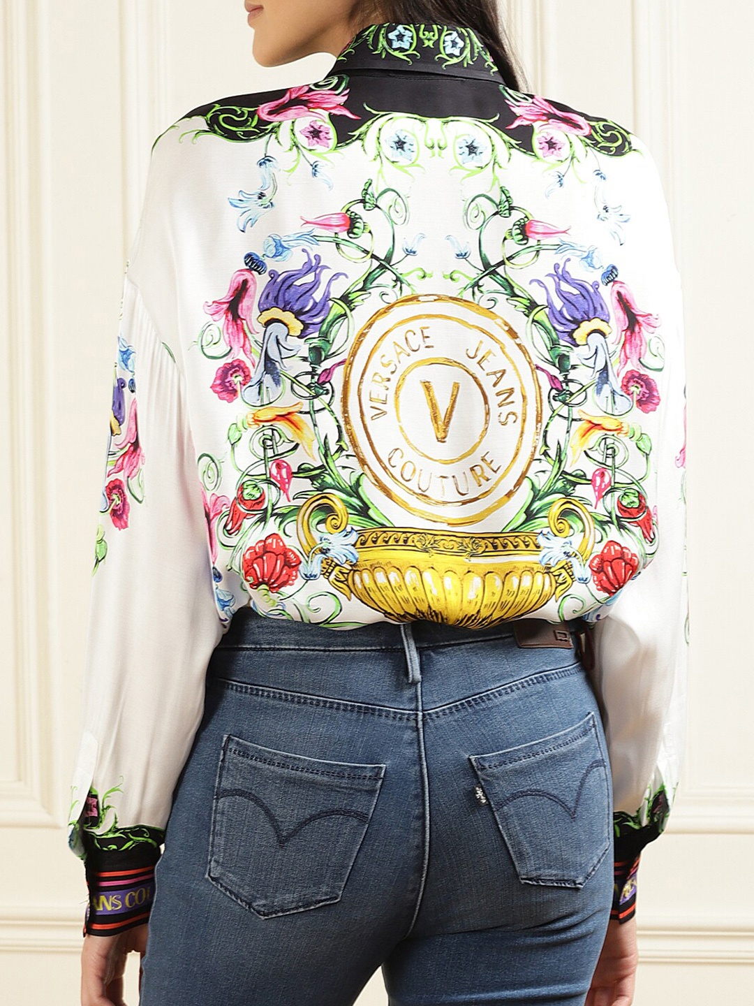 

Versace Jeans Couture Floral Printed Long Sleeves Casual Shirt, White