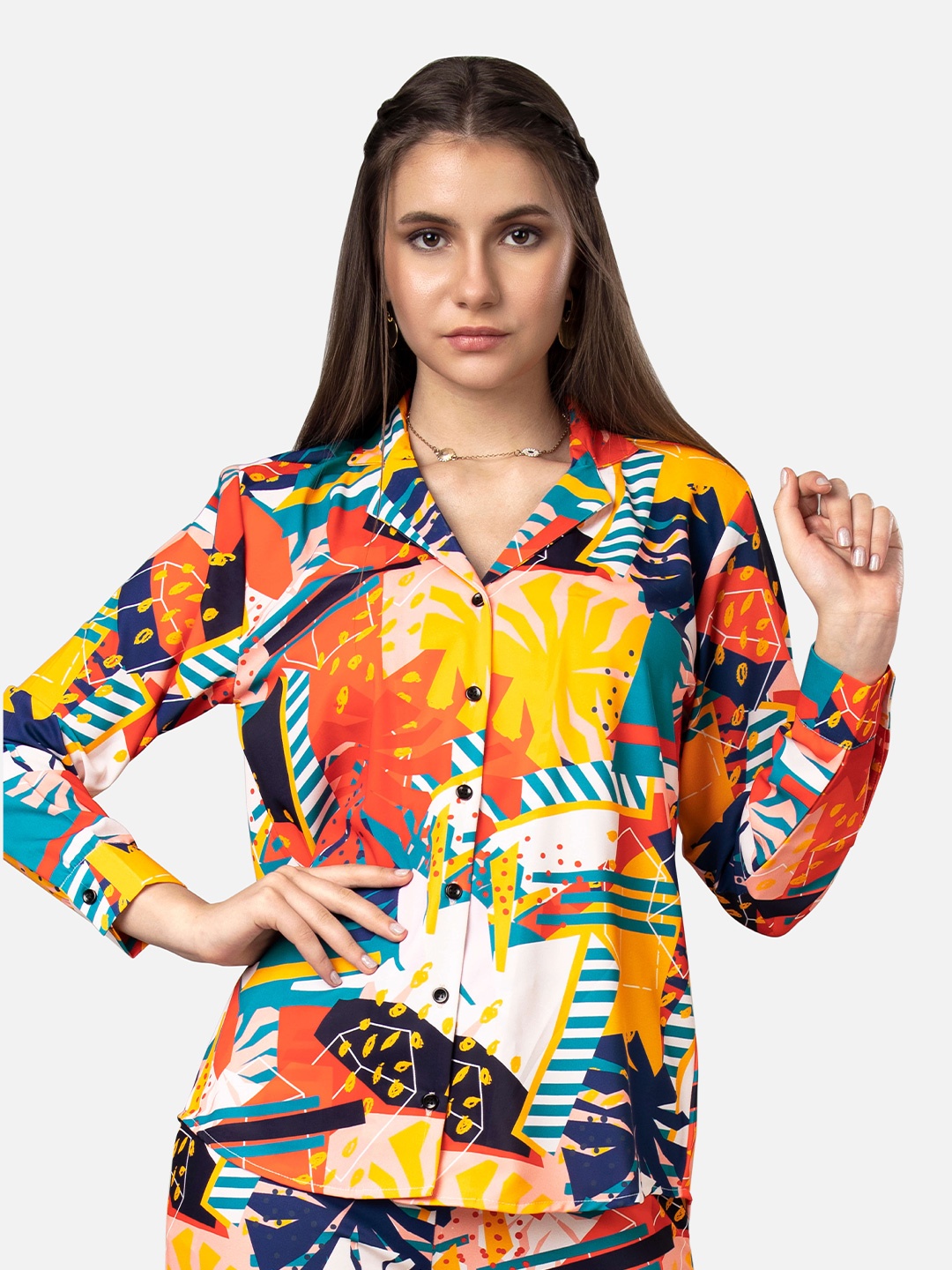 

NEOFAA Abstract Printed Casual Shirt, Orange