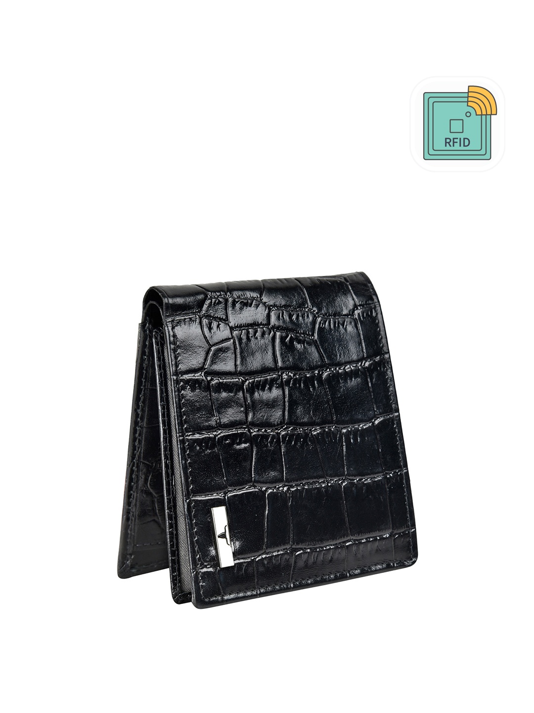 

URBAN FOREST Men Textured Leather Two Fold Wallet With RFID, Black