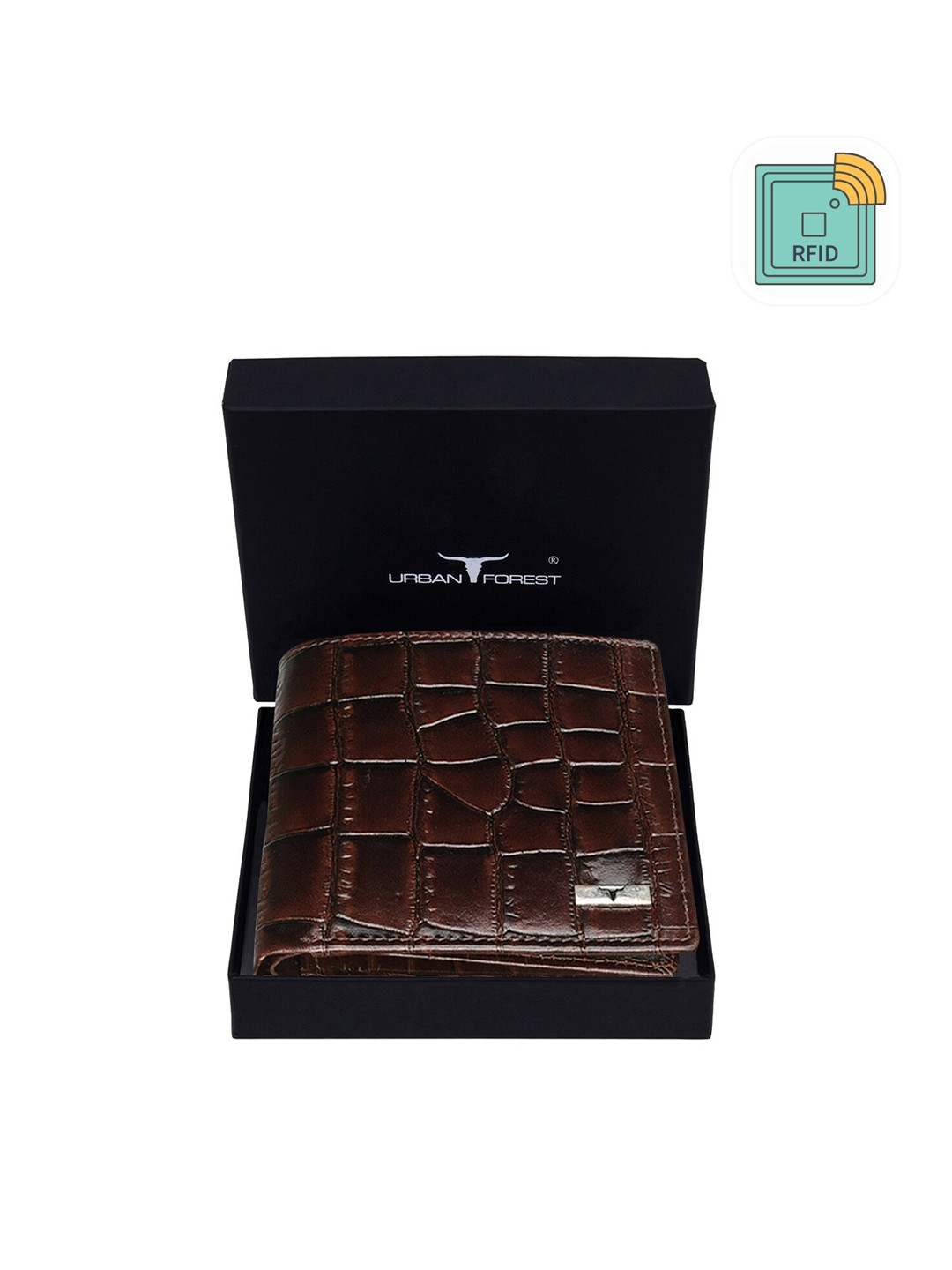 

URBAN FOREST Men Textured Leather Two Fold Wallet, Brown