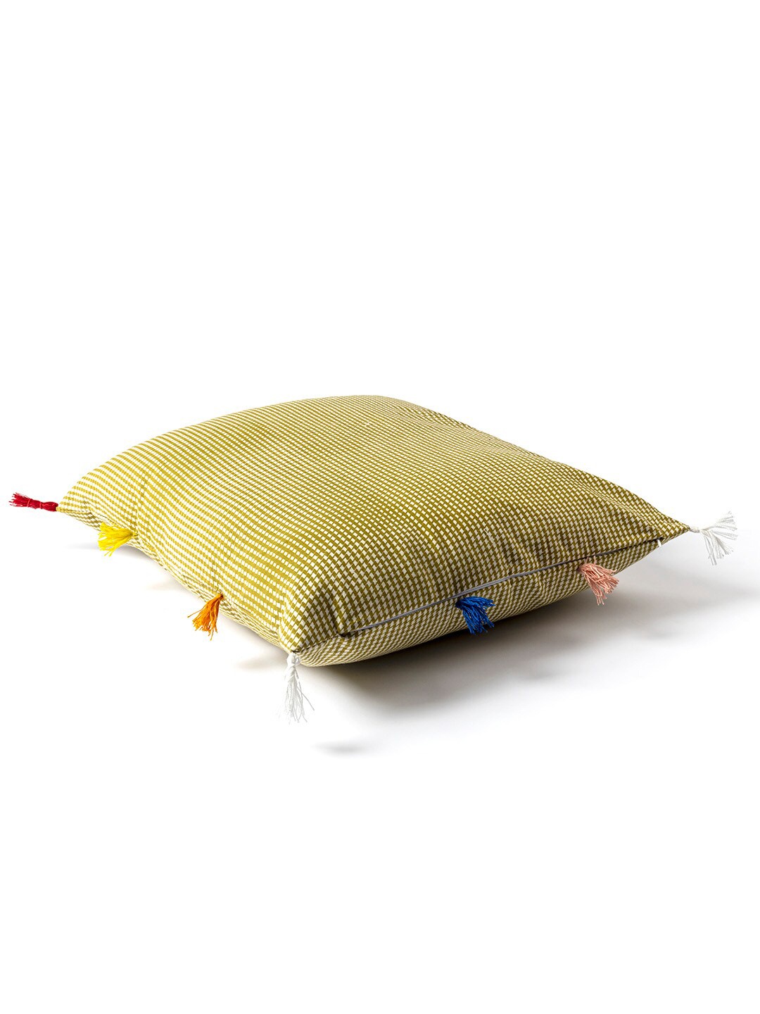 

Contrast Living Mustard & White Geometric Square Cotton Cushion Cover