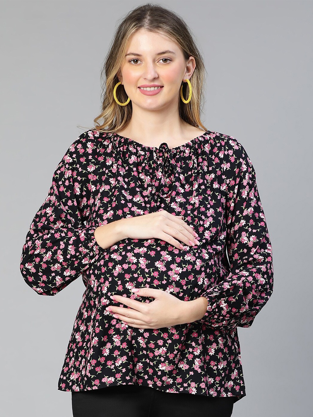 

Oxolloxo Floral Print Crepe Maternity Top, Pink