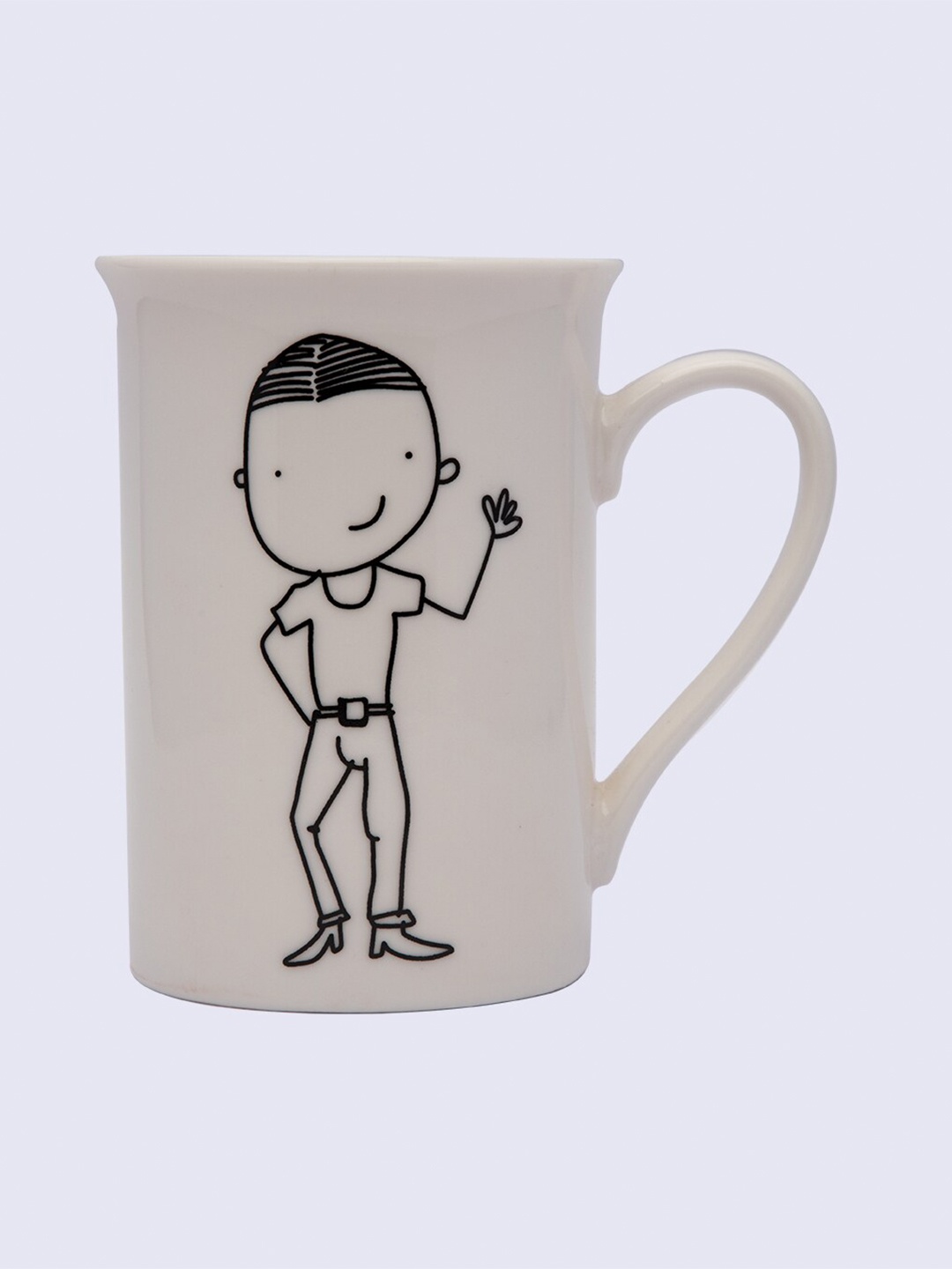 

MARKET99 White & Black Printed Ceramic Glossy Mug 320 ml