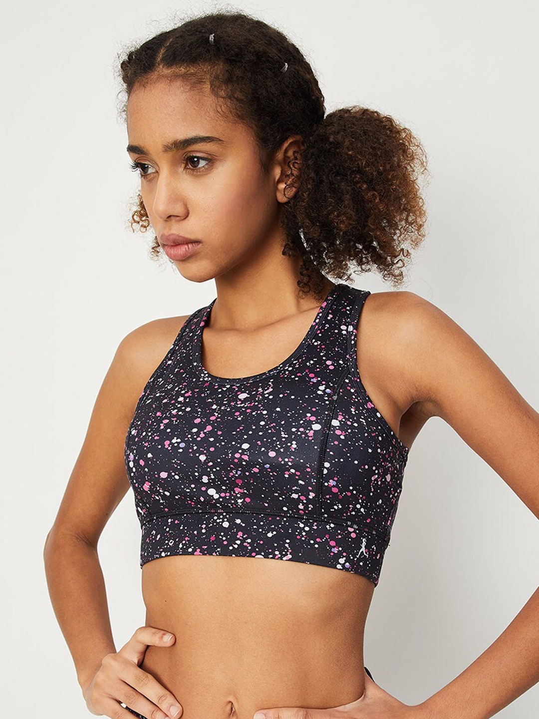 

max Printed Full Coverage All Day Comfort Seamless Sports Bra, Black