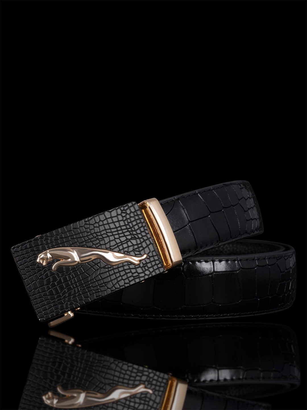 

NAEVE Men Textured Leather Formal Belt, Black