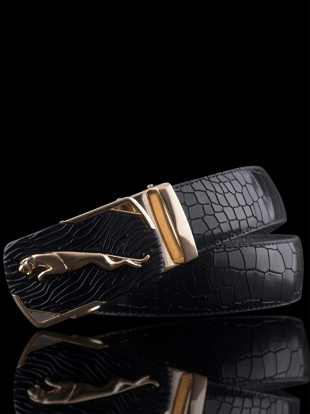 

NAEVE Men Textured Leather Belt, Black