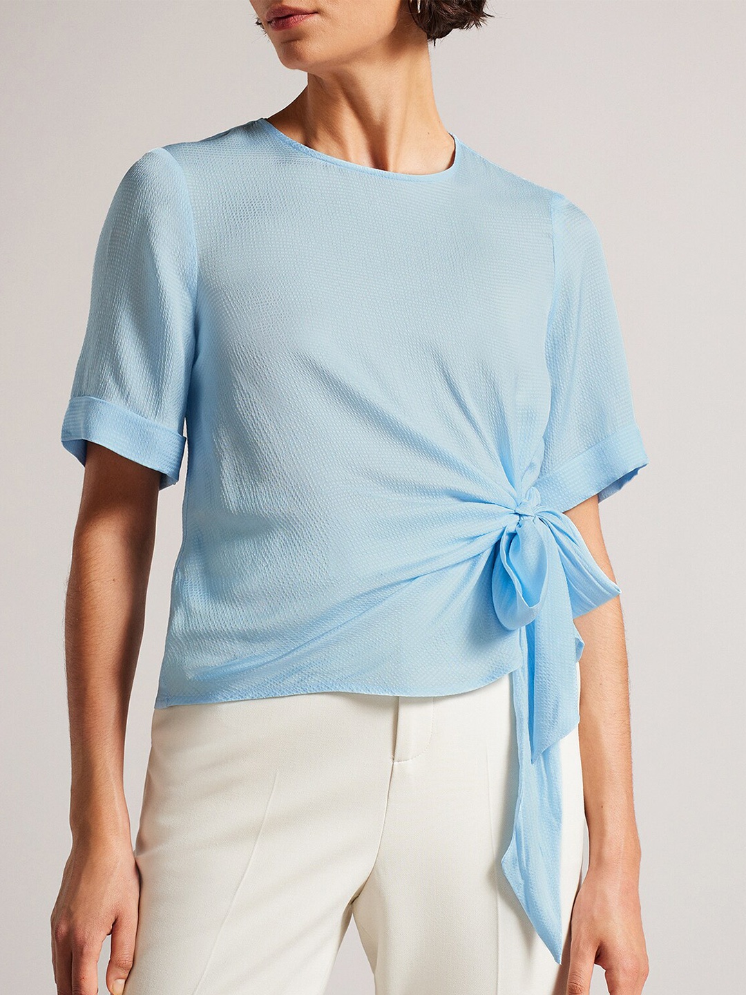

Ted Baker Round Neck Tie Up T-shirt, Blue