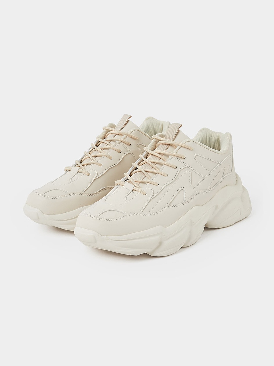 

Styli Men Textured Chunky Sneakers, Beige