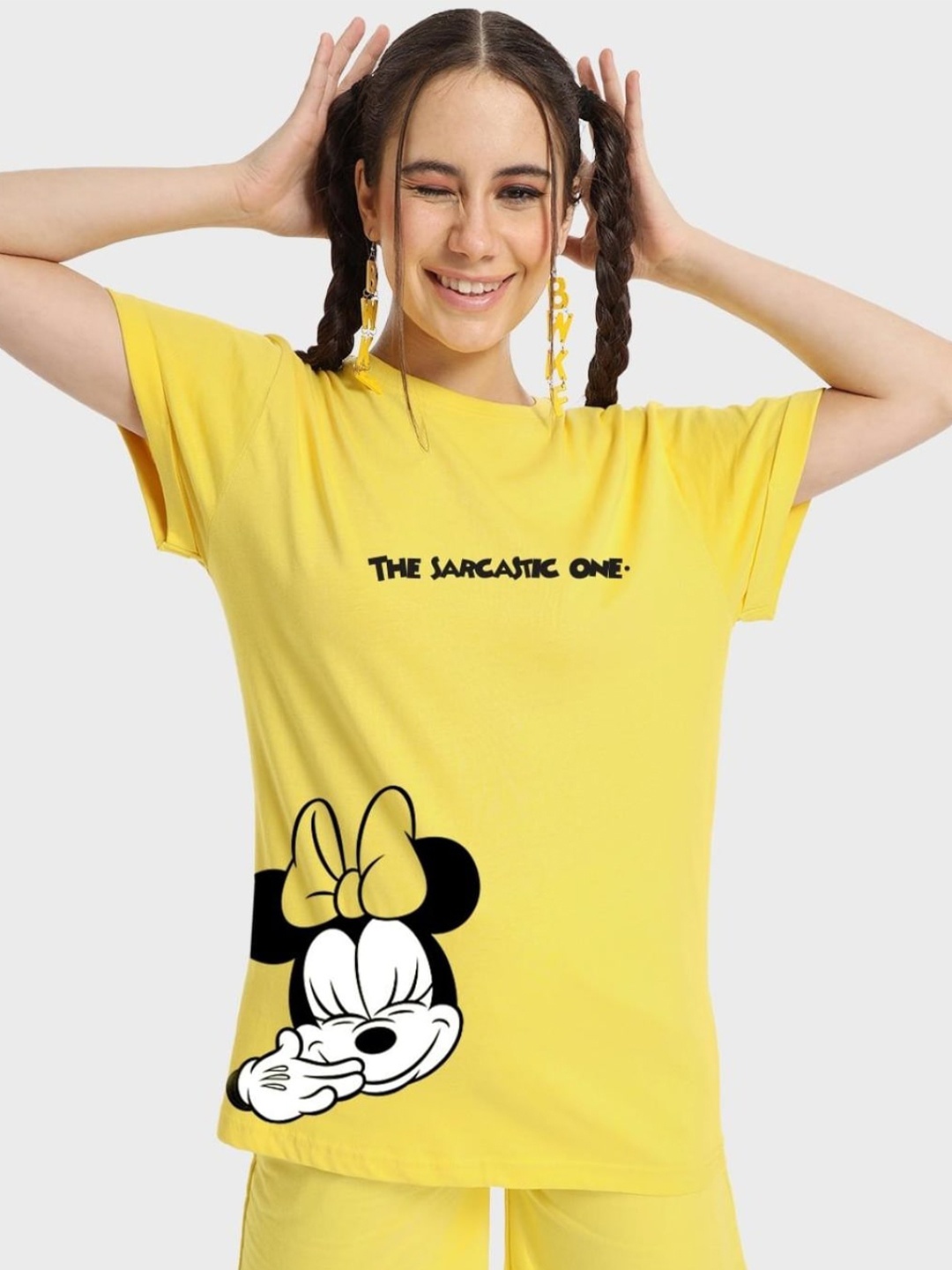 

Bewakoof Yellow Mickey Mouse Printed Cotton T-Shirt