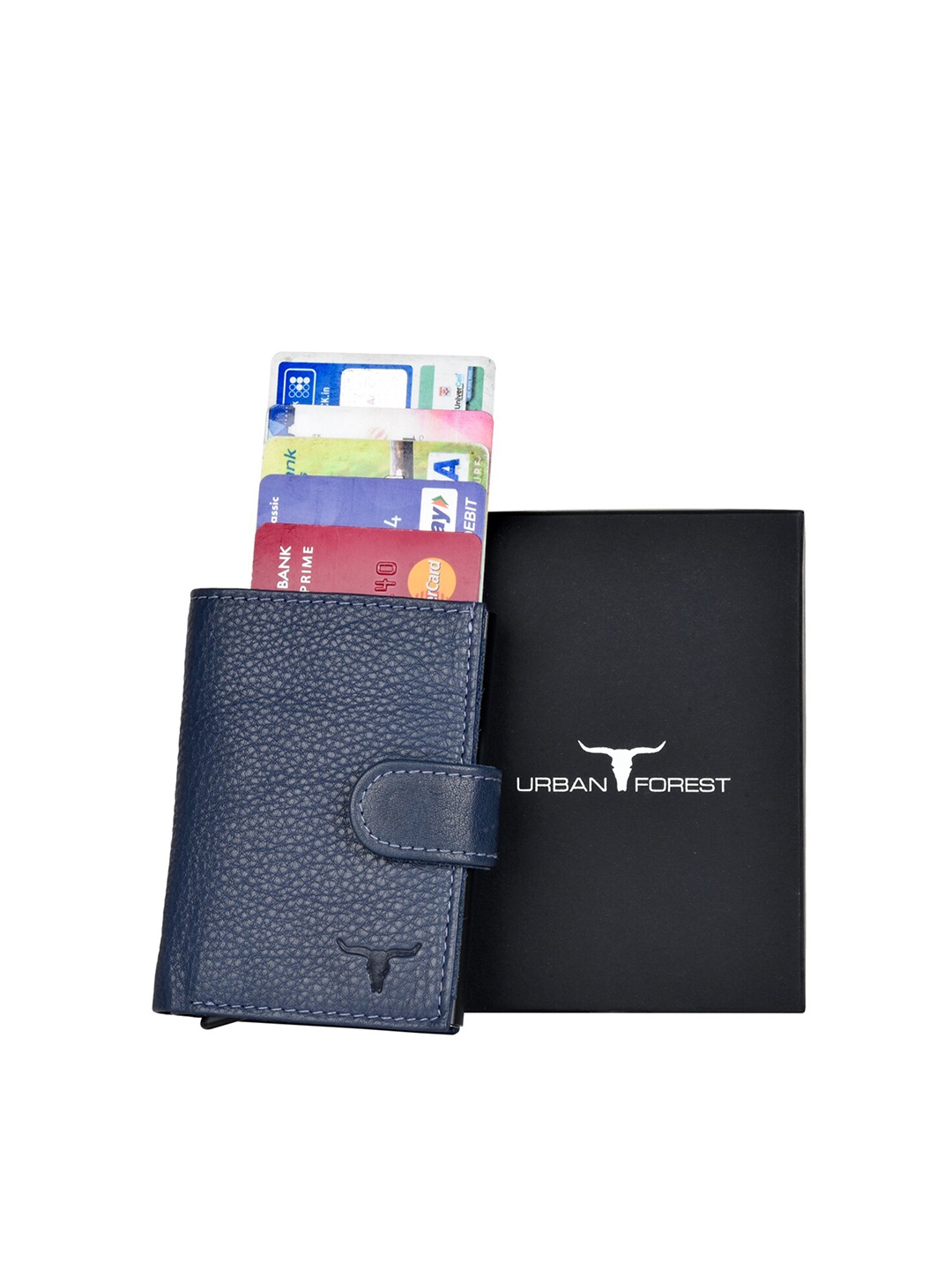 

URBAN FOREST Men Leather Two Fold Wallet With SD Card Holder, Blue