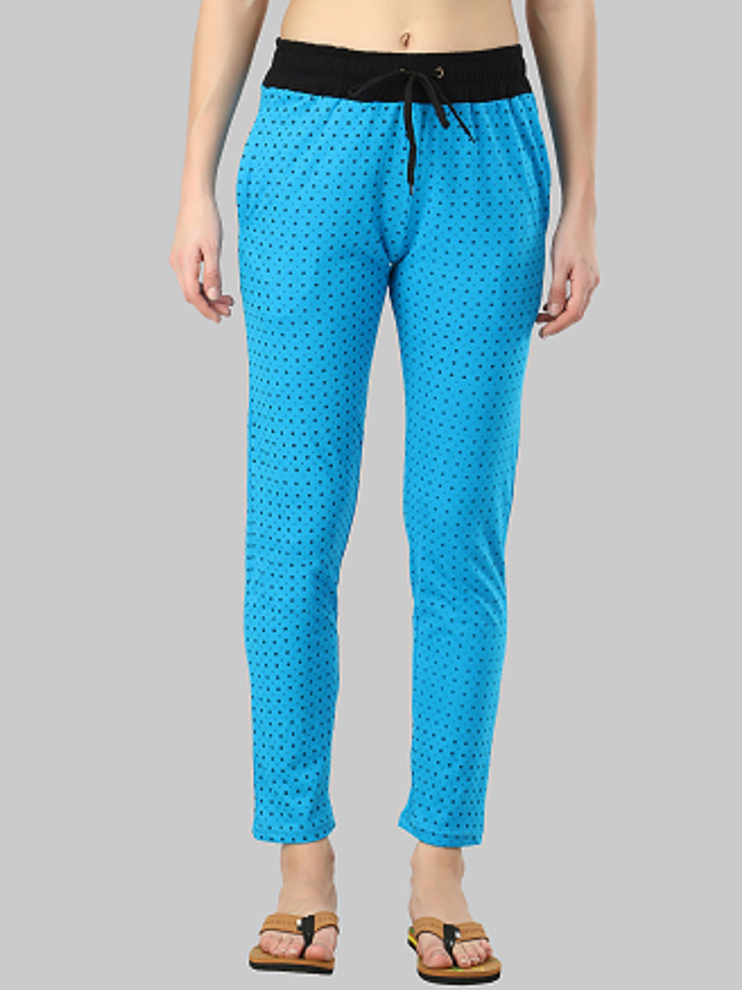 

DIAZ Women Printed Cotton Lounge Pants, Blue