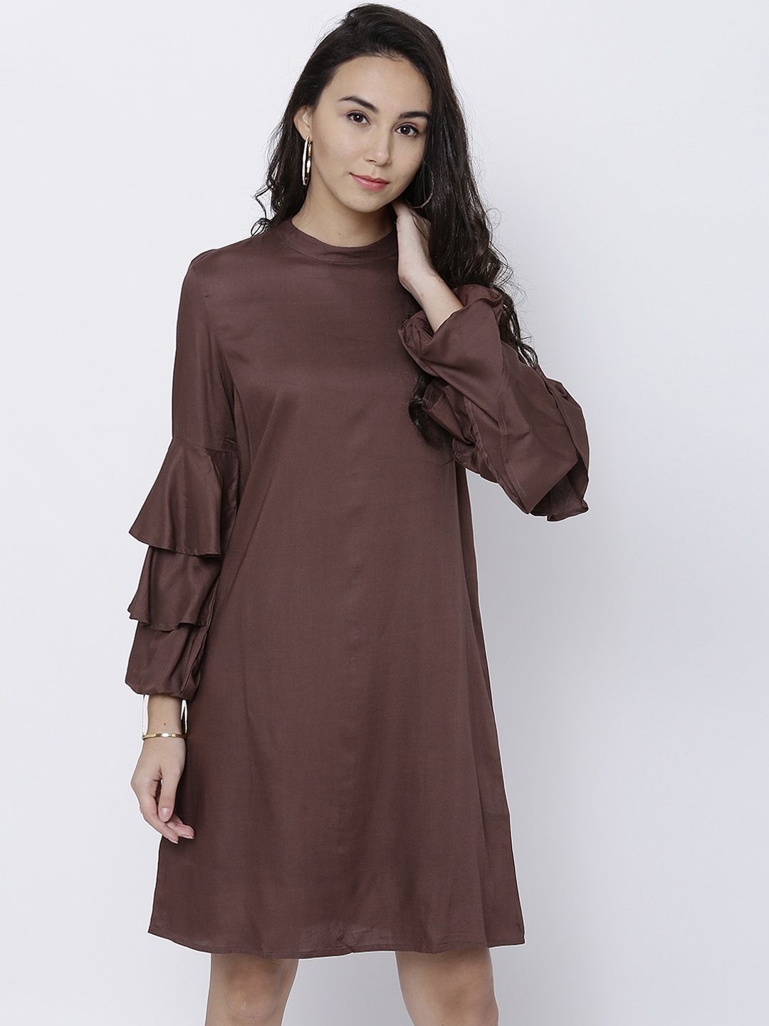 

Tokyo Talkies Women Brown Solid A-Line Dress