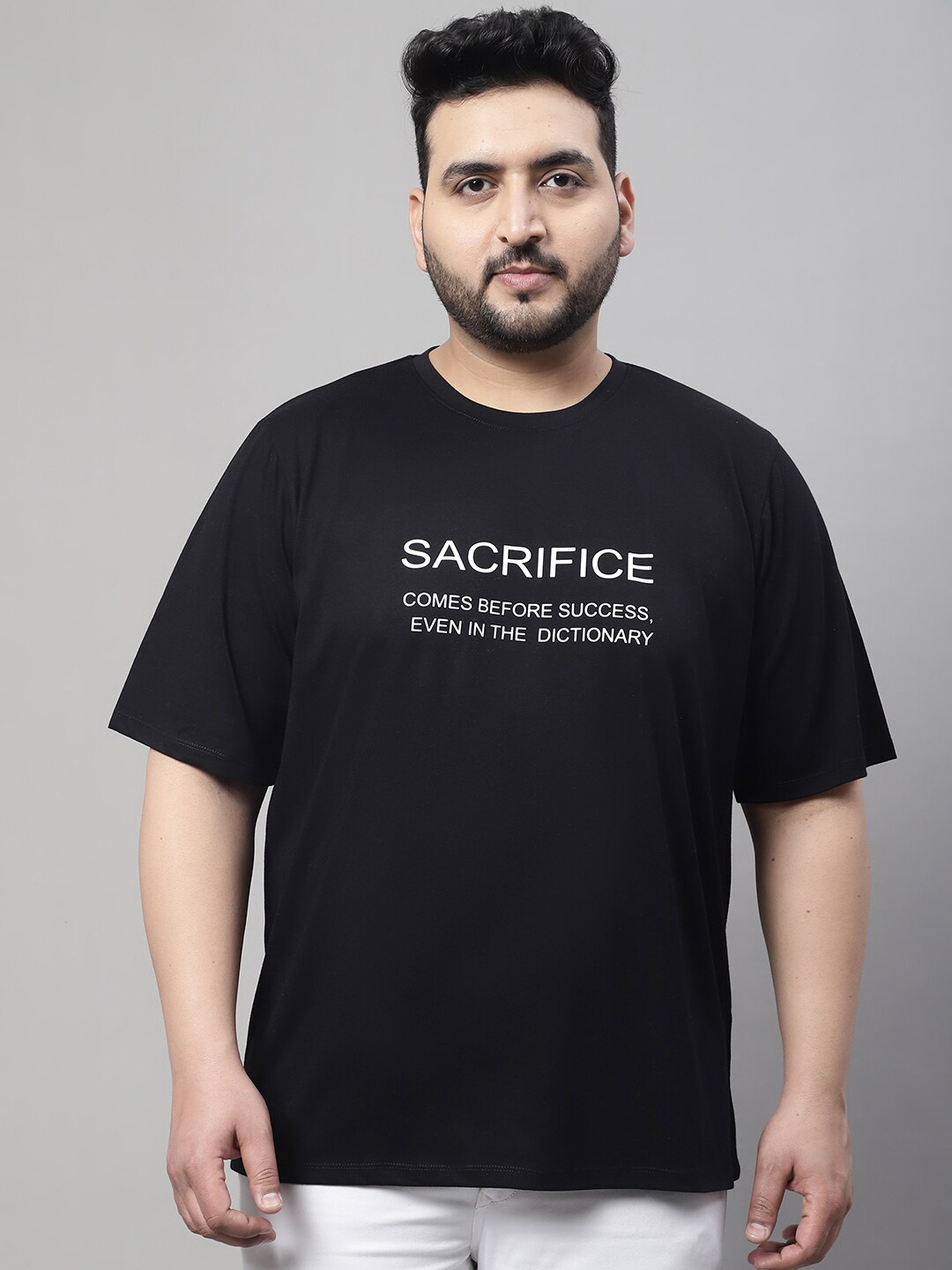 Rute Typography Drop-Shoulder Sleeves Pure Cotton T-shirt, Black