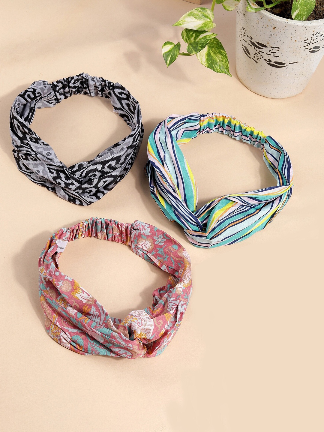

Aditi Wasan Women Set of 3 Hairband, Peach