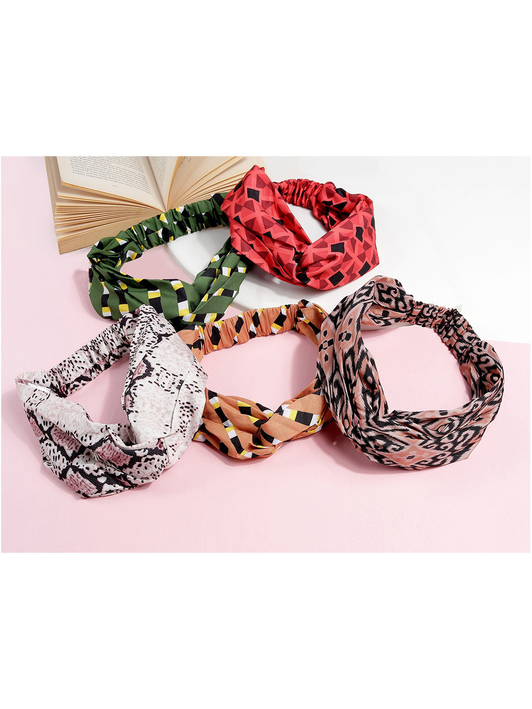 

Aditi Wasan Women Set of 5 Abstract Printed Hairband, Red