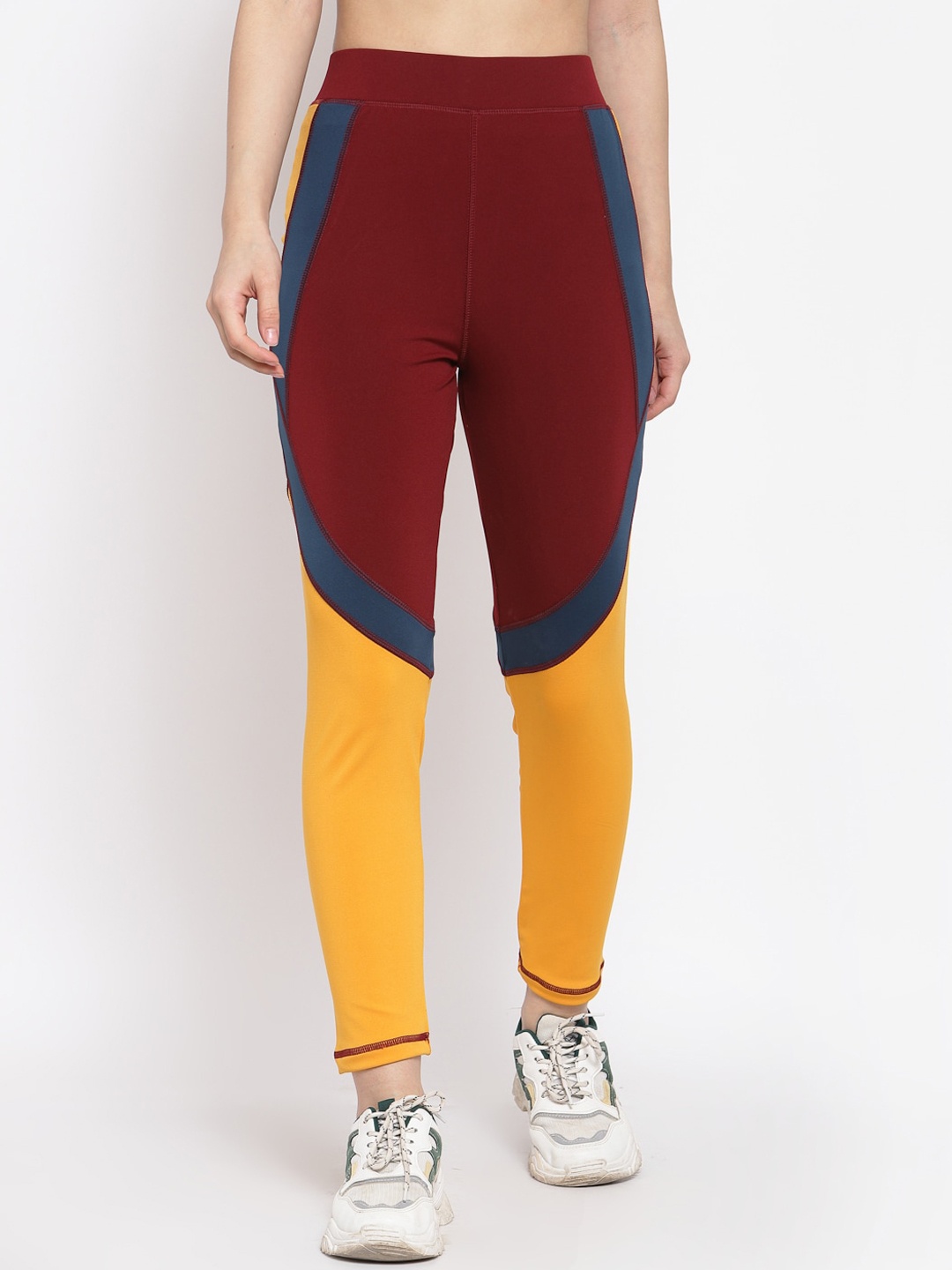 

Kotty Women Colourblocked Tights, Maroon