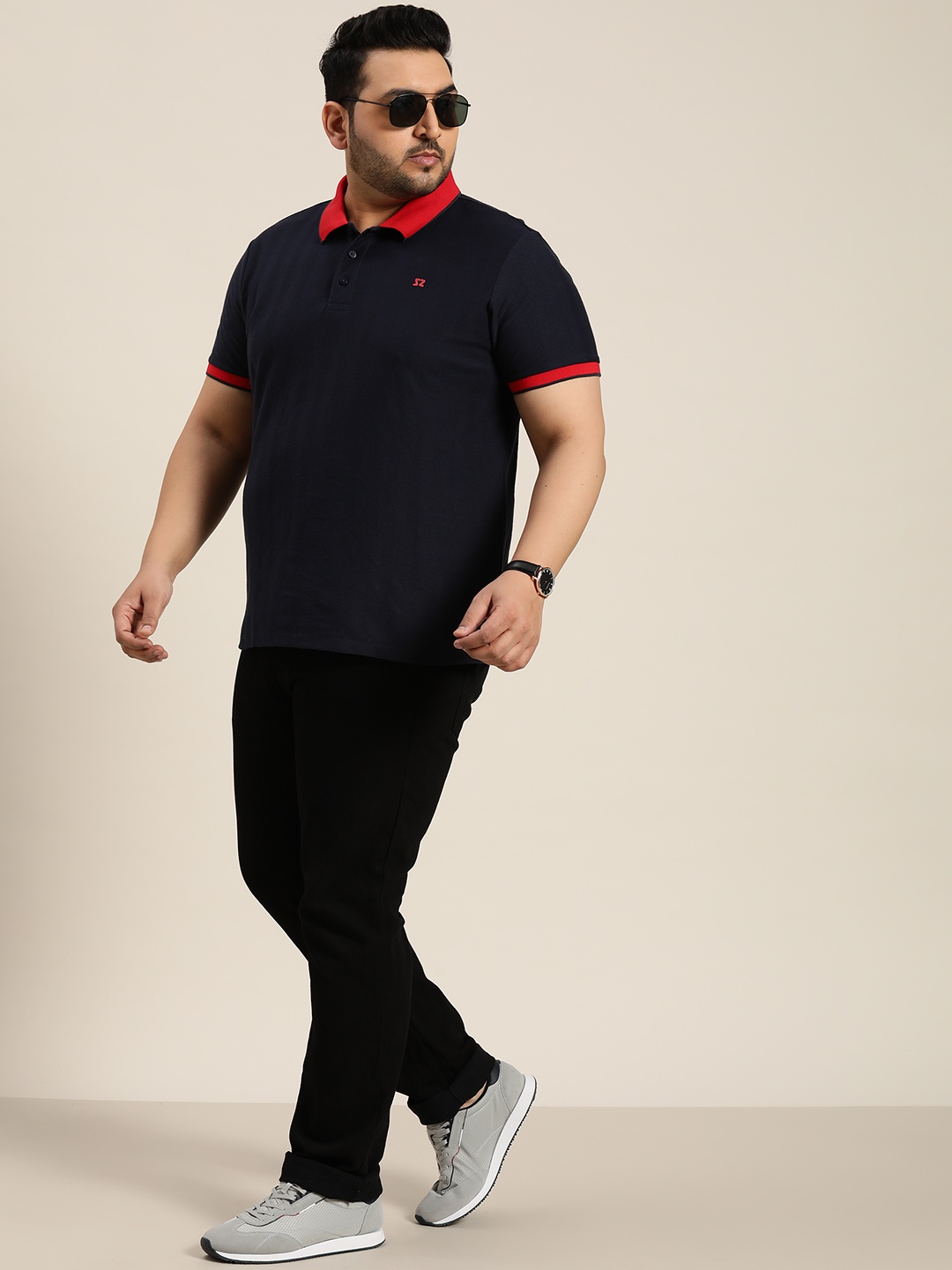 

Sztori Striped Polo Collar Indigo T-shirt, Navy blue