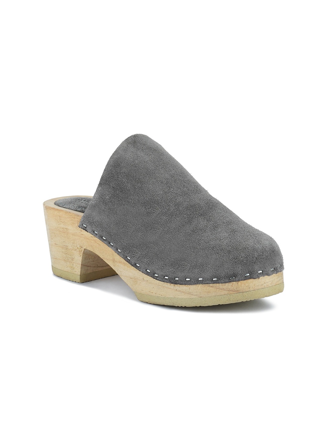 

RAG & CO Suede Platform Heel Mules, Grey