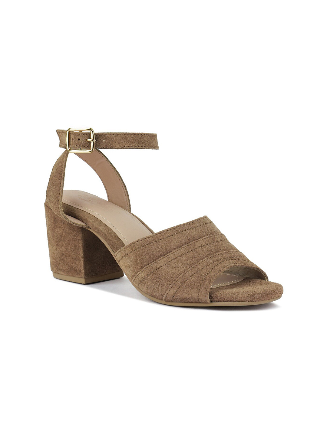 

RAG & CO Ankle Loop Suede Block Heels, Brown