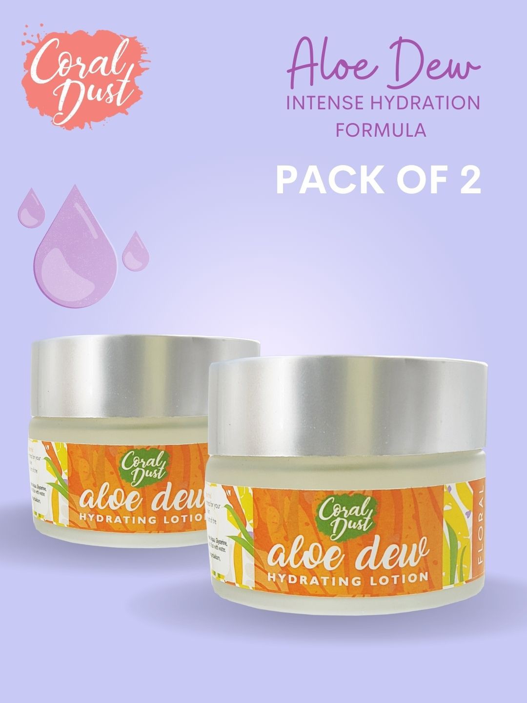 

Coral Dust Set Of 2 Pure Aloe Vera Gel & Hydrating Moisturizer - 100 gm Each, Transparent
