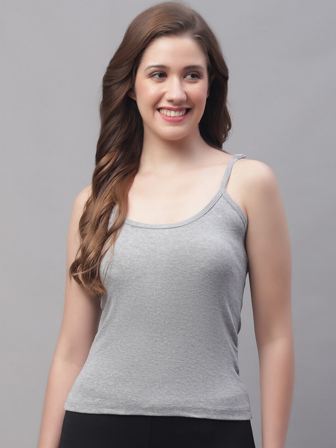 

Friskers Non-Padded Cotton Spaghetti Camisole, Grey