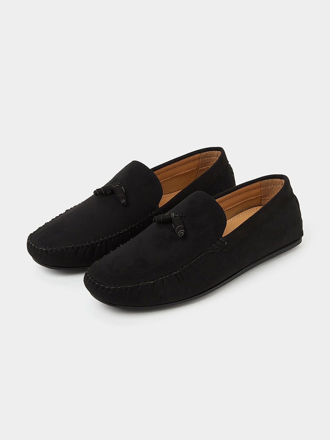 

Styli Men Suede Tassel Loafers, Black