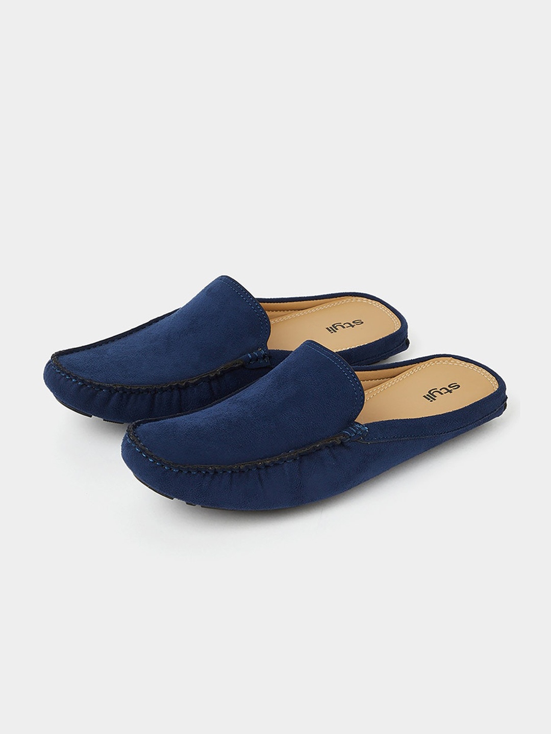 

Styli Men Suede Comfort Insole Mules, Navy blue