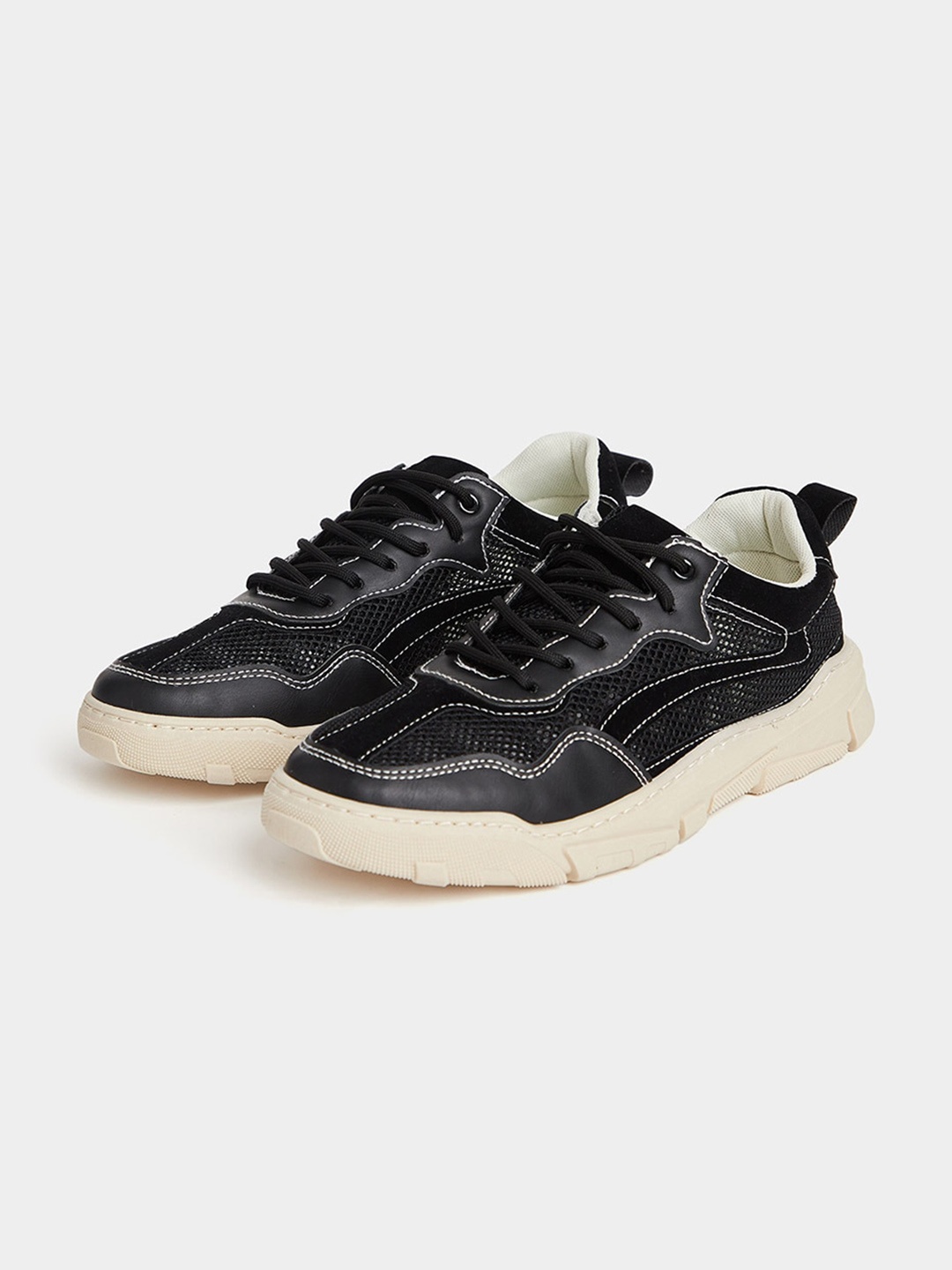 

Styli Men Woven Design Sneakers, Black
