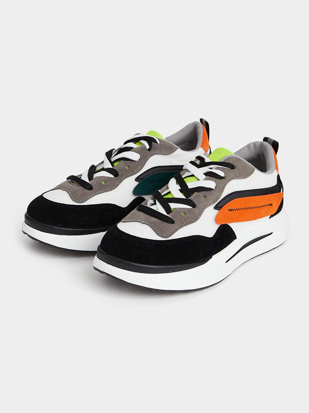 

Styli Men Colorblock Lace-Up Sneakers, White