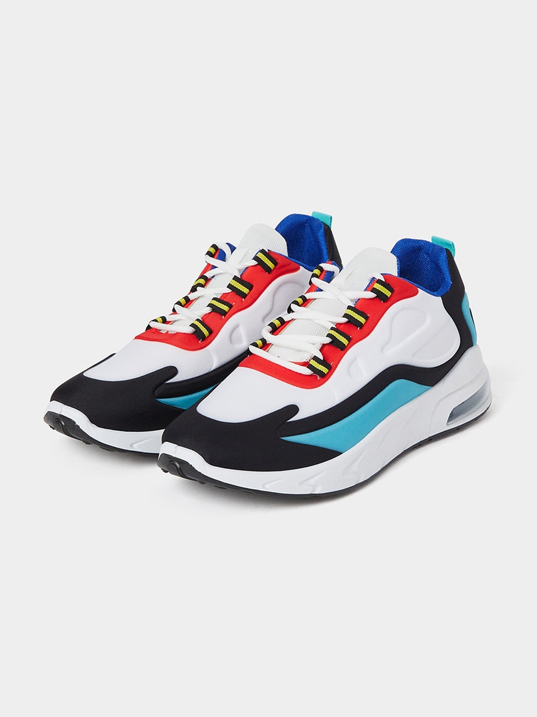 

Styli Men Colorblock Lace-Up Sneakers, White