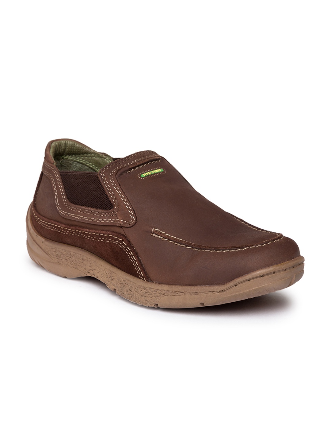 

Red Chief Men Brown Perforations Leather Slip-On Sneakers