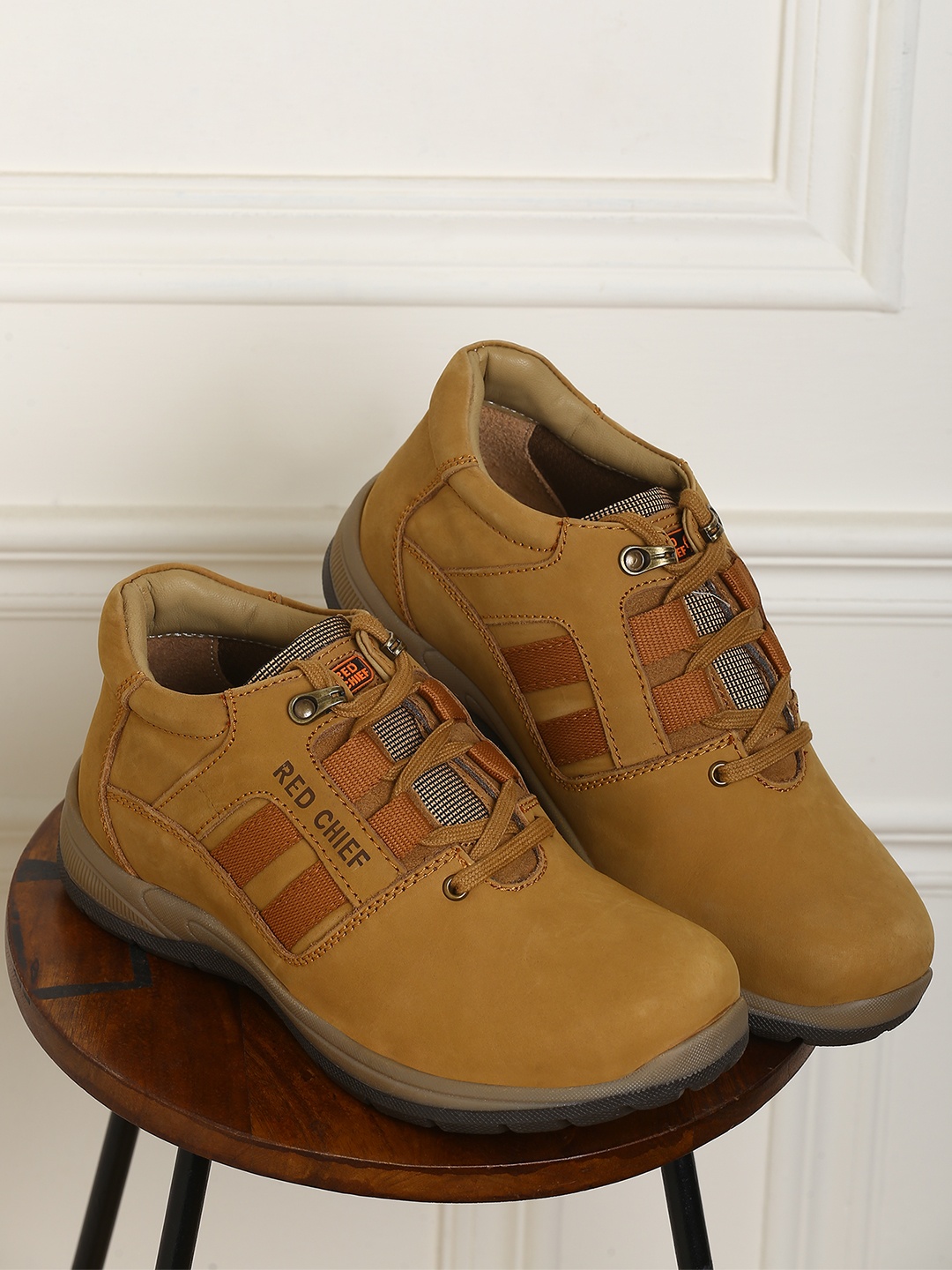 

Red Chief Men Tan Brown Leather Sneakers