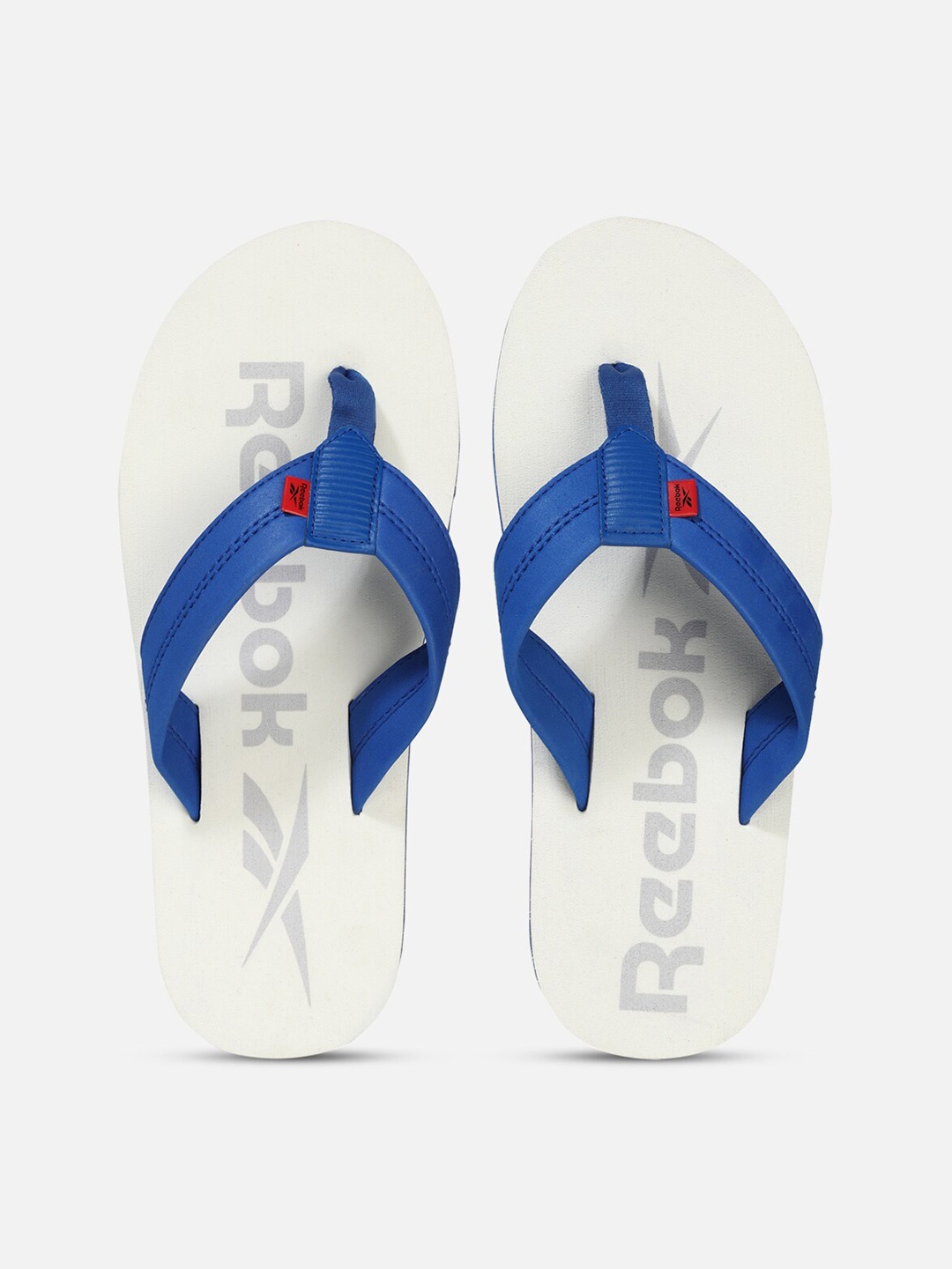 

Reebok Men Ridge Brand Logo Printed Thong Flip Flops, White