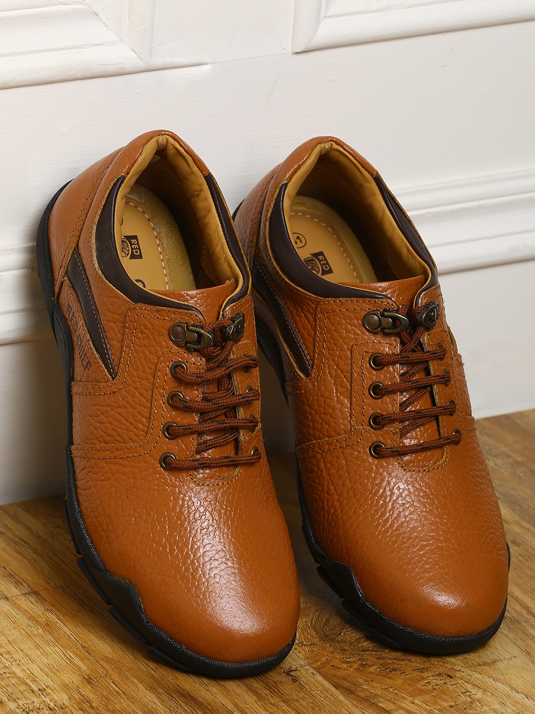 

Red Chief Men Tan Brown Leather Sneakers