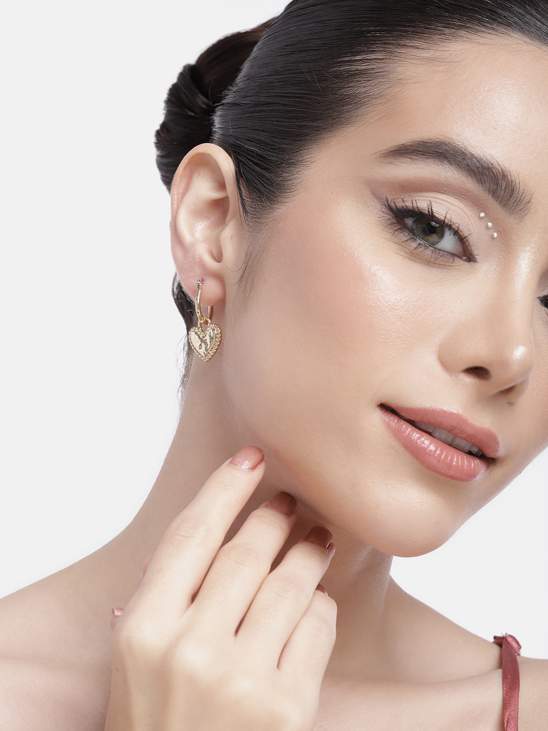 

DressBerry Heart Charm Circular Hoop Earrings, Gold