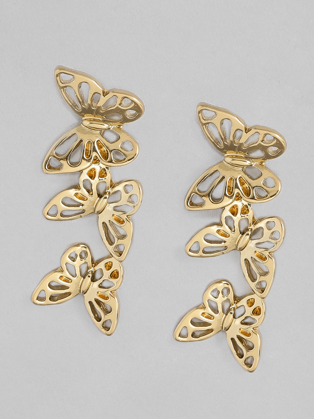 

DressBerry Women Butterfly-Shaped Drop Earrings, Gold