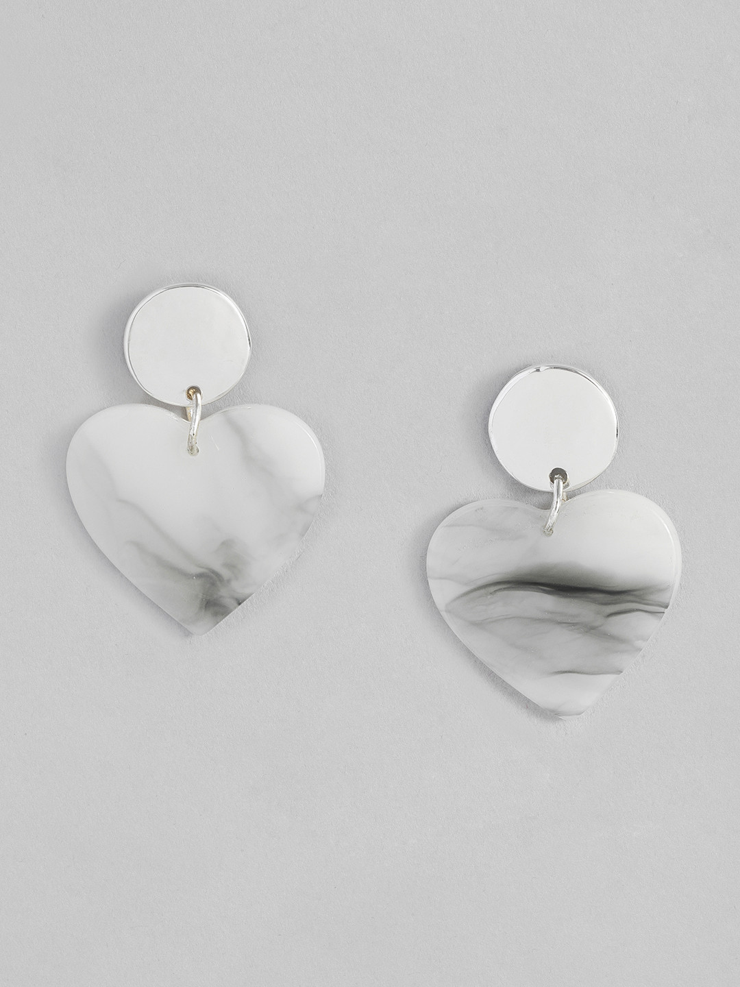 

DressBerry Women Heart Shaped Drop Earrings, White
