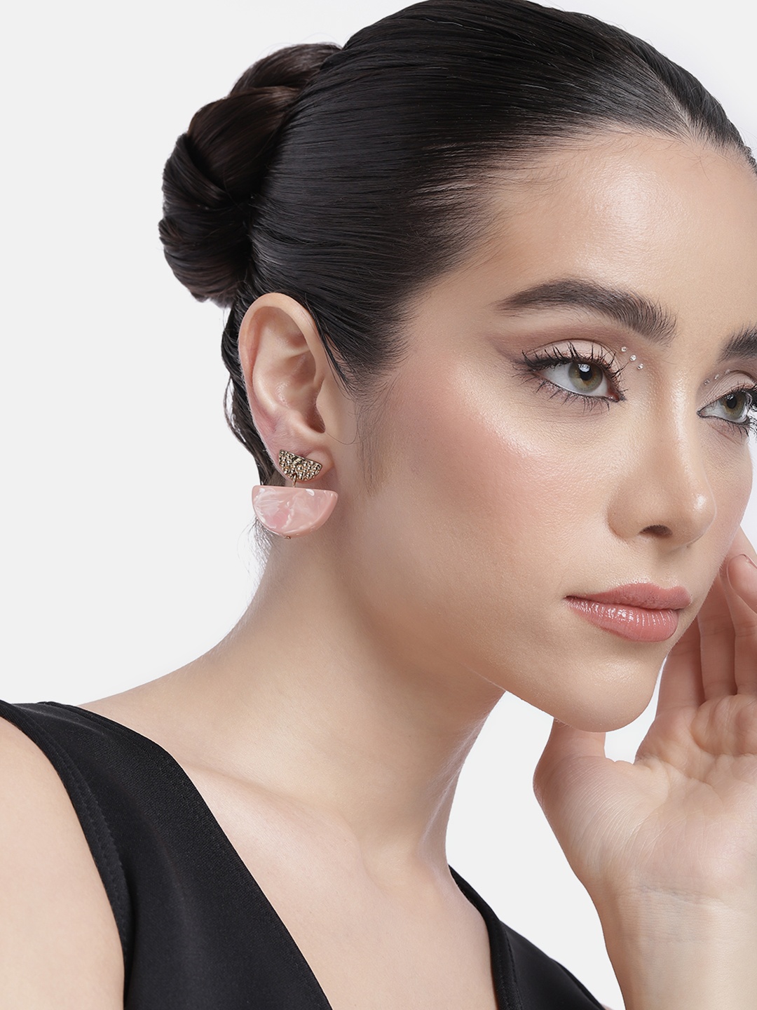 

DressBerry Crescent Shaped Drop Earrings, Peach