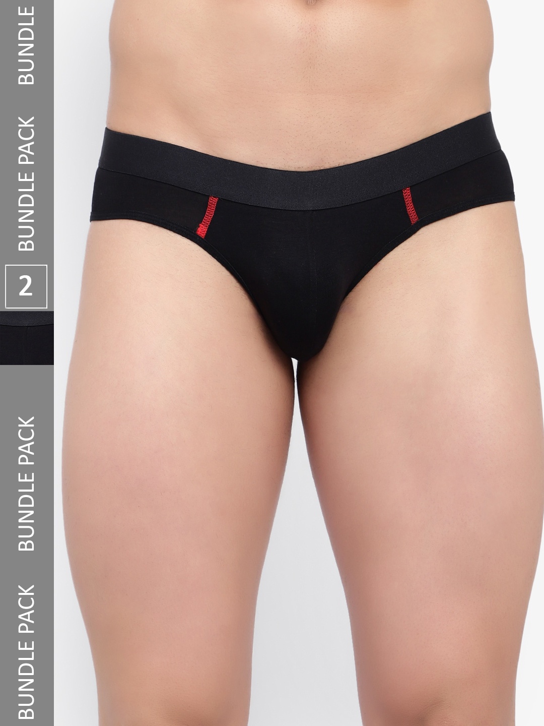 

Bruchi Club Men Pack of 2 Low-Rise Anti-Odour Basic Briefs, Black