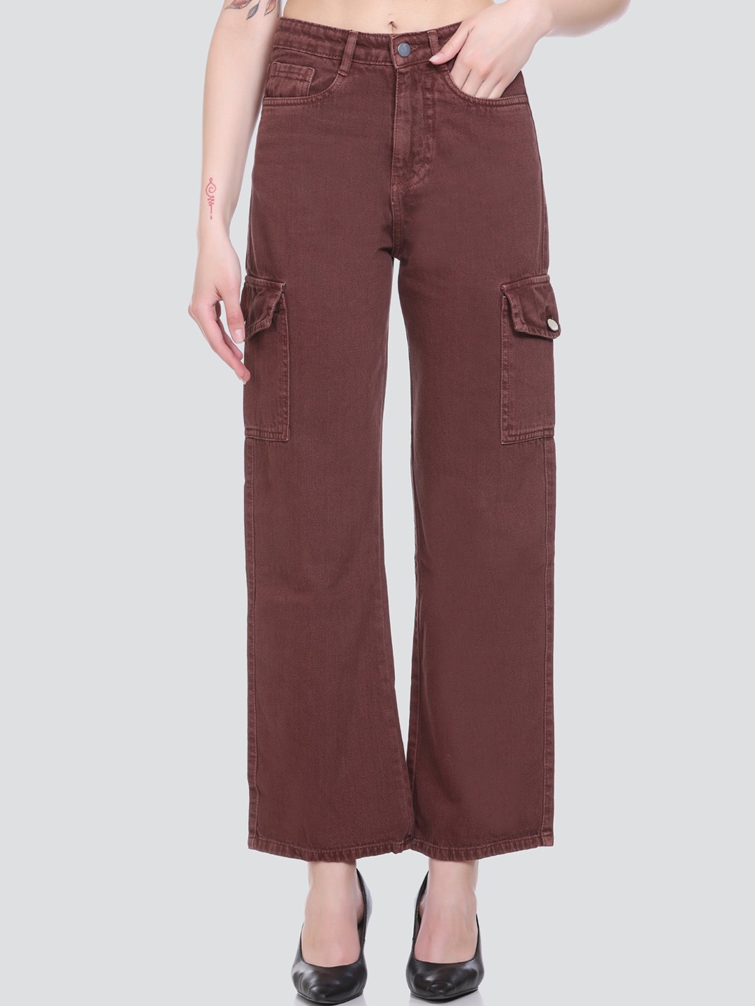 

HONNETE Women Lean Organic Cotton Jeans, Brown
