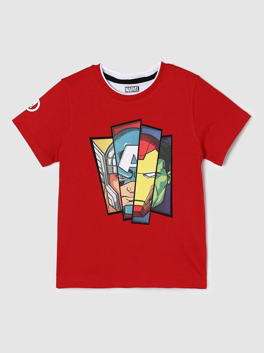 

max Boys Marvels Comic Printed Pure Cotton T-shirt, Red