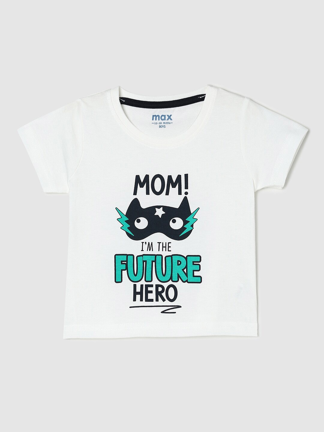 

max Boys Typography Printed T-shirt, White