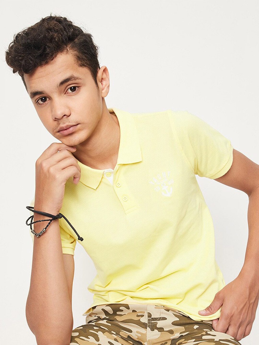 

max Boys Polo Collar Short Sleeves Cotton T-shirt, Yellow