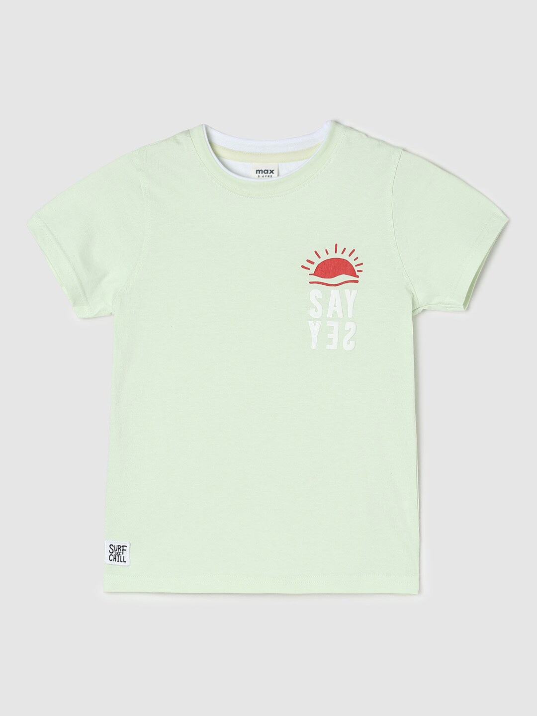 

max Boys Round Neck Short Sleeves Pure Cotton T-shirt, Green
