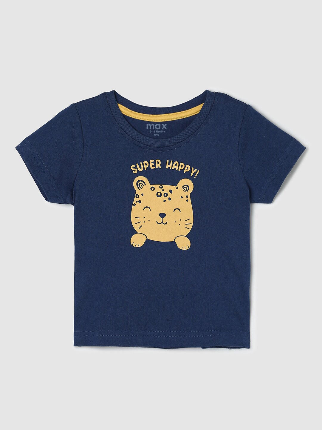 

max Boys Graphic Printed Cotton T-shirt, Navy blue