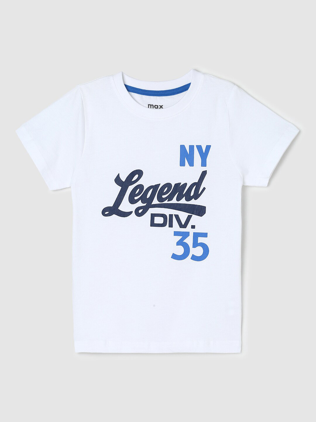 

max Boys Typography Printed Cotton T-shirt, White