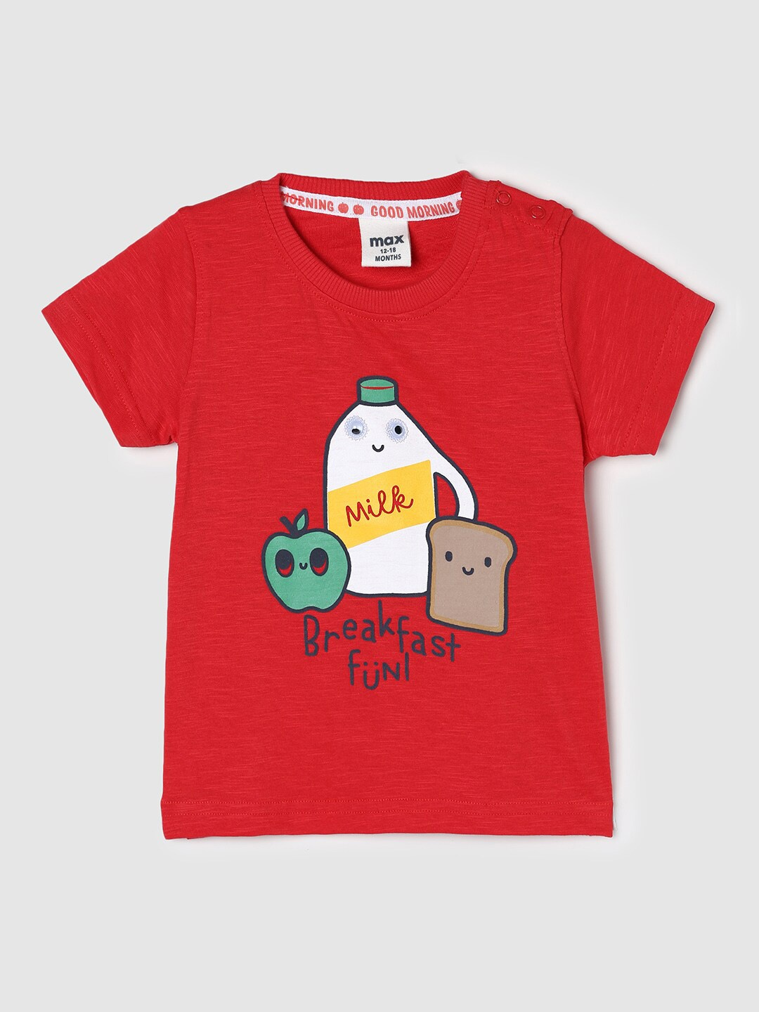 

max Boys Humour And Comic Printed Round Neck Pure Cotton T-shirt, Red